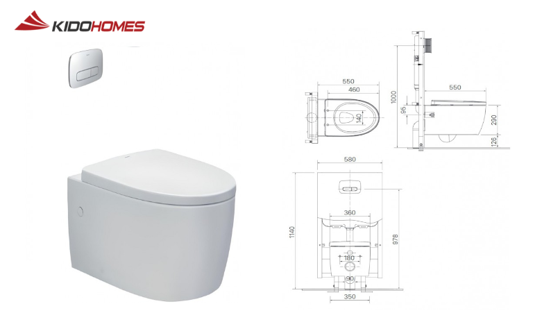 Kích thước bồn cầu Inax treo tường Kích thước bồn cầu Inax treo tường