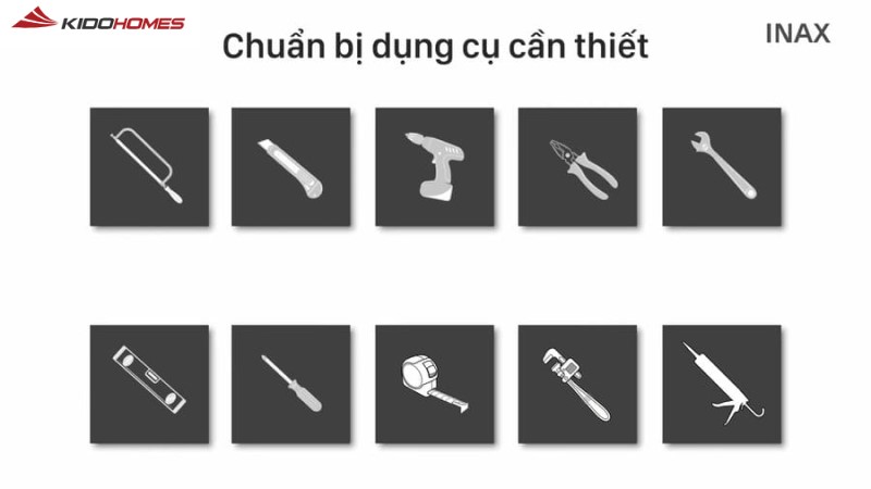 Dụng cụ cần chuẩn bị lắp đặt bồn cầu thông minh Inax Dụng cụ cần chuẩn bị lắp đặt bồn cầu thông minh Inax
