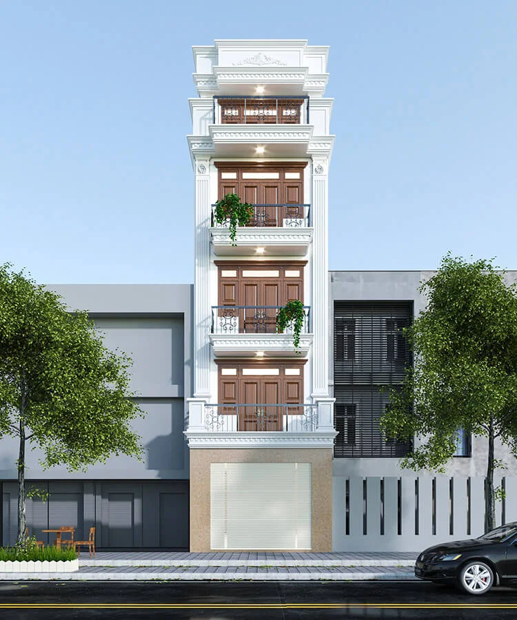 Nhà ống 5 tầng phong cách tân cổ điển