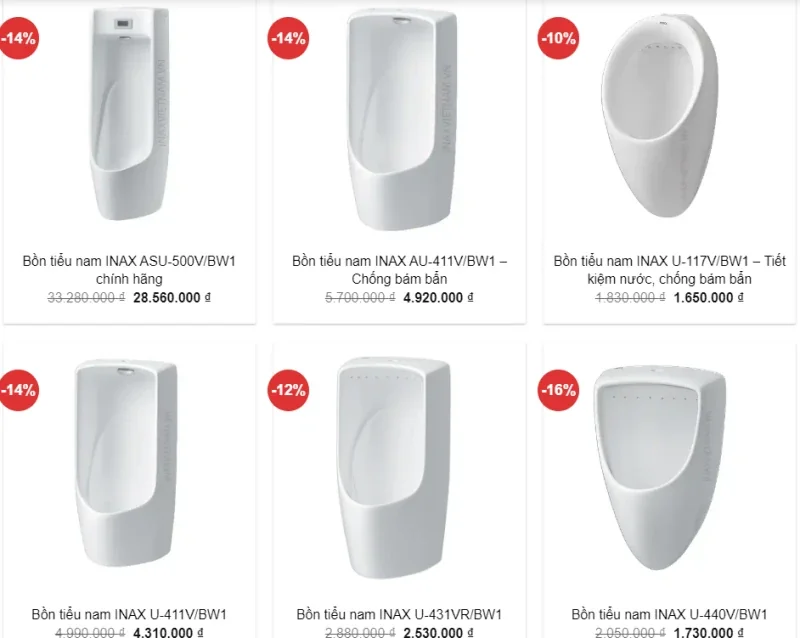 Những mẫu bồn tiểu nam INAX đẹp nhất hiện nay