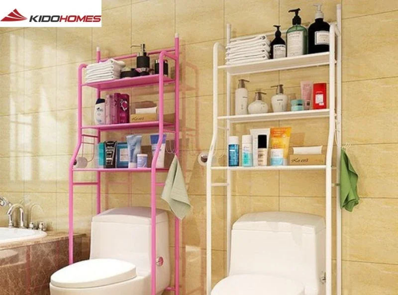 Những thứ khiến phòng tắm trông bừa bộn 5 Sử dụng kệ mở quá nhiều