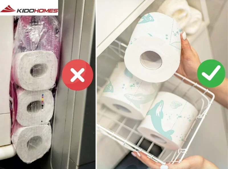 Những thứ khiến phòng tắm trông bừa bộn 7 Giấy vệ sinh để bừa bãi
