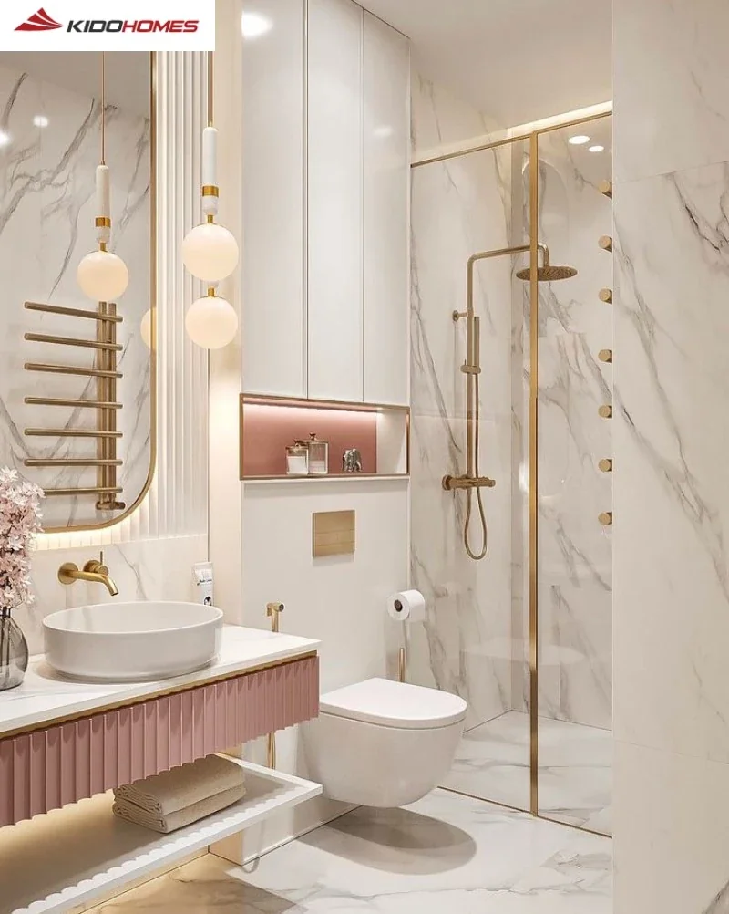 Hồng phối với vàng hoặc kim loại tạo sự sang trọng, cá tính