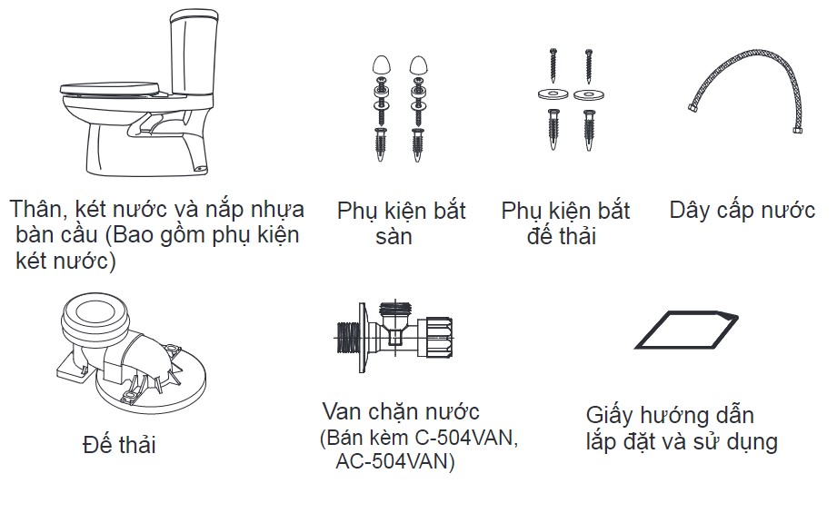 Hướng dẫn lắp bồn cầu 2 khối tại nhà đơn giản, dễ dàng thực hiện 2 Phụ kiện đi cùng bồn cầu 2 khối