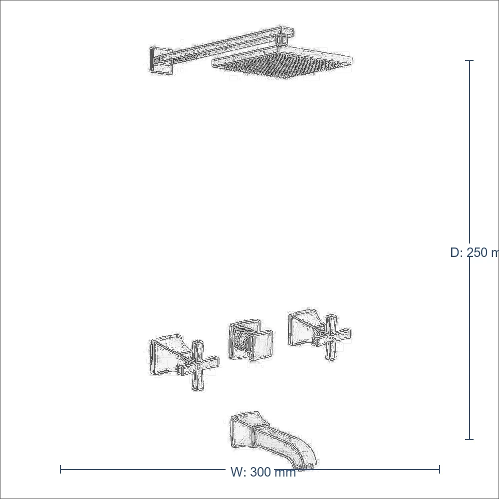 Bản vẽ kỹ thuật Sen cây tắm âm tường INAX BFV-81SEW