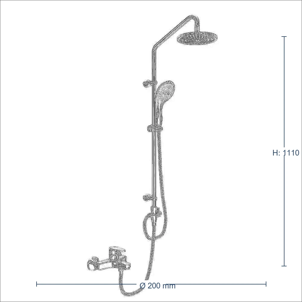 Bản vẽ kỹ thuật Sen cây tắm nóng lạnh INAX BFV-1205S