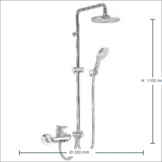 Bản vẽ kỹ thuật Sen cây tắm nóng lạnh INAX BFV-41S