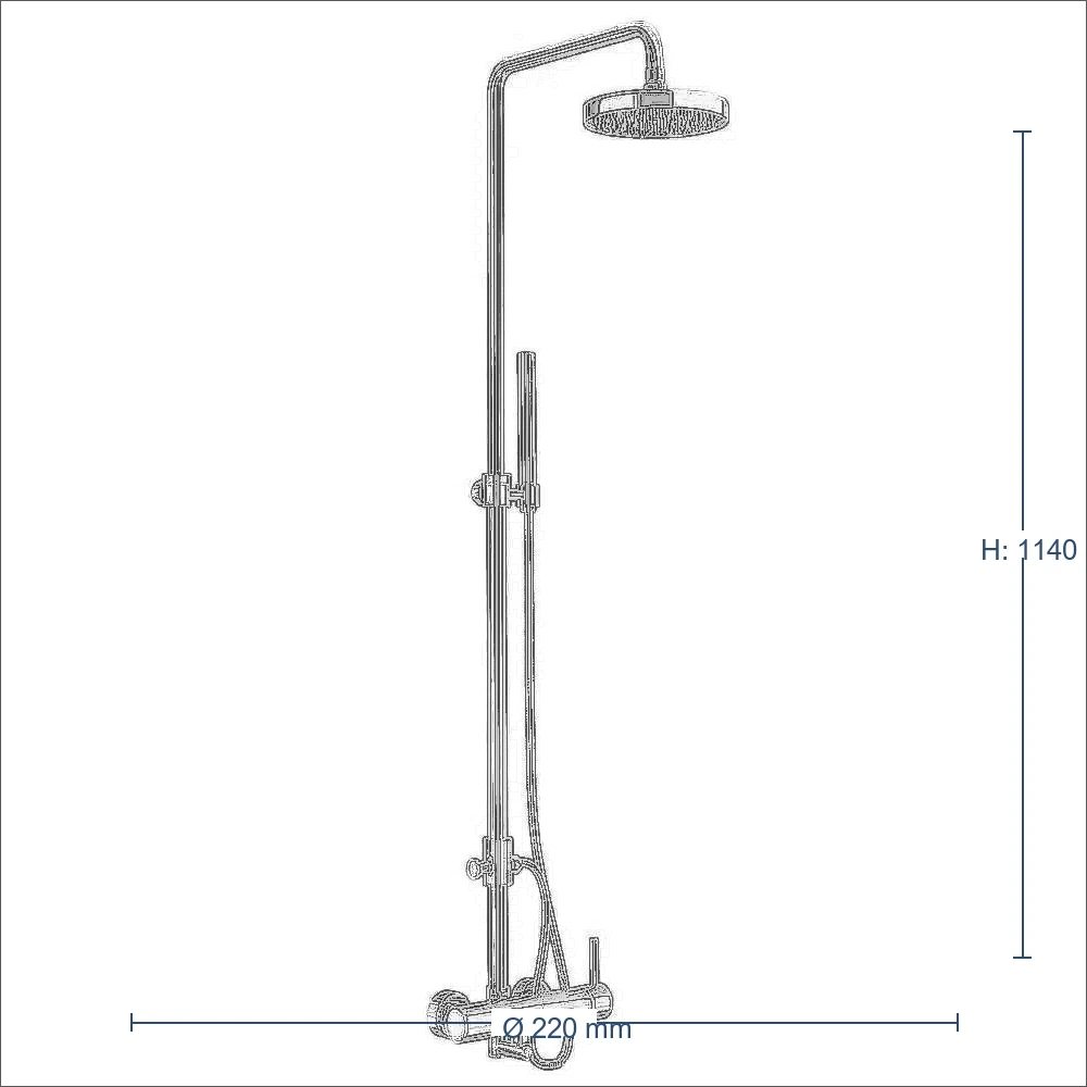Bản vẽ kỹ thuật kích thước lắp đặt Sen cây tắm nóng lạnh INAX BFV-70S