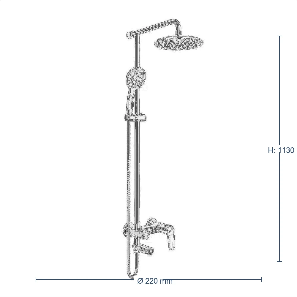 Bản vẽ kỹ thuật kích thước lắp đặt Sen cây tắm nóng lạnh INAX BFV-915S