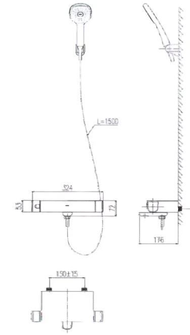 Bản vẽ kỹ thuật Sen tắm nhiệt độ INAX BFV-636T - Chi tiết kỹ thuật Bảng giá & Cẩm nang Thiết bị vệ sinh INAX