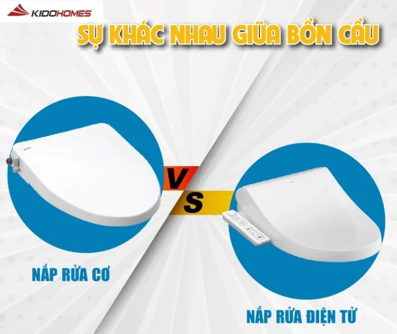 So sánh bồn cầu nắp rửa cơ Inax và nắp rửa điện tử