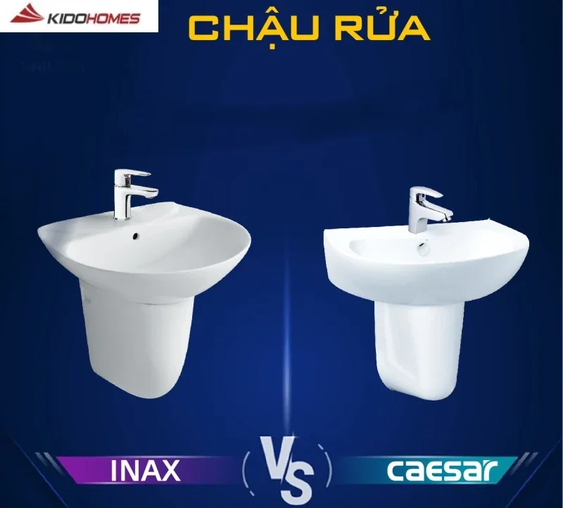 So sánh chậu rửa lavabo Inax và Caesar