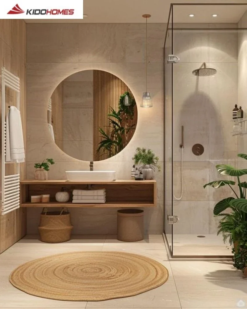 Sự kết hợp giữa ánh sáng và màu sắc làm nổi bật không gian phòng tắm Sự kết hợp giữa ánh sáng và màu sắc làm nổi bật không gian phòng tắm