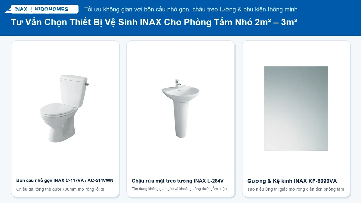 Tư vấn chọn trọn bộ thiết bị vệ sinh INAX cho nhà vệ sinh nhỏ 2m2 – 3m2 tối ưu diện tích