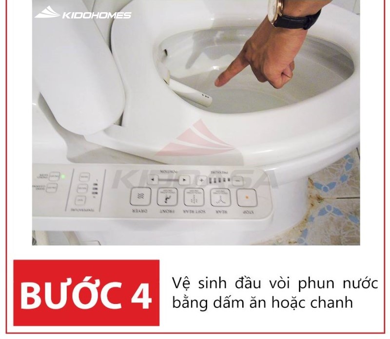 Các bước vệ sinh nắp rửa điện tử của bồn cầu thông minh