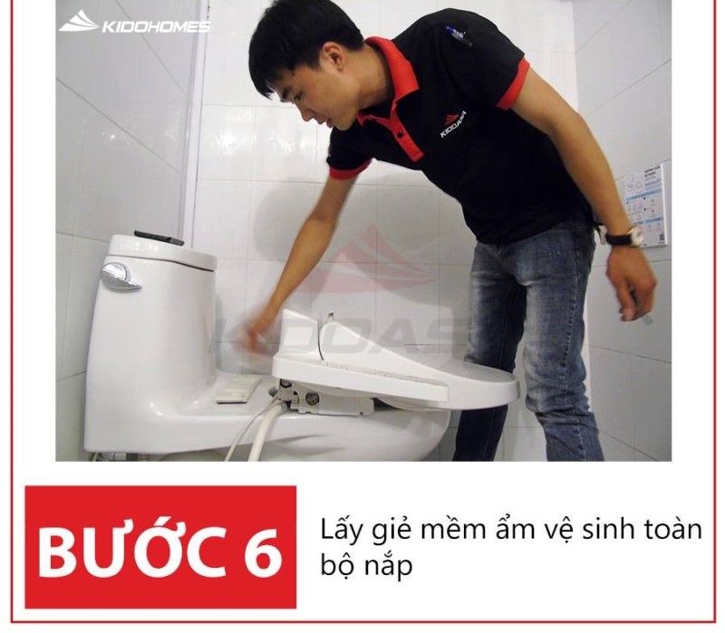 Các bước vệ sinh nắp rửa điện tử của bồn cầu thông minh