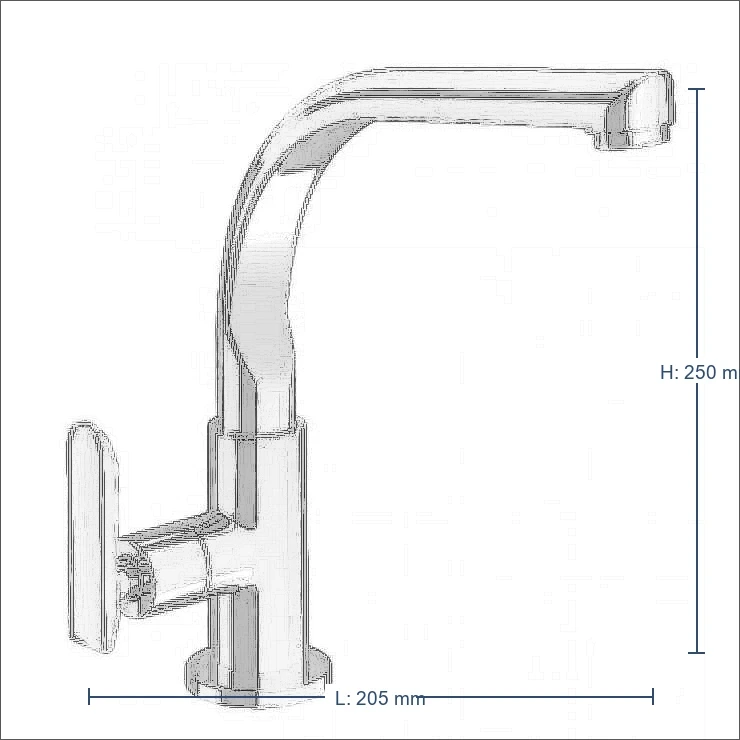 Bản vẽ kỹ thuật Vòi bếp INAX SFV-29 - Nước lạnh