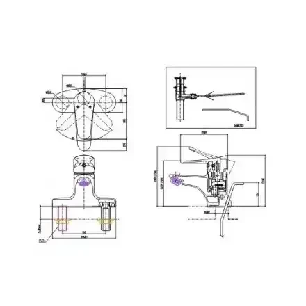 Bản vẽ kỹ thuật Vòi chậu lavabo nóng lạnh INAX LFV-1001S