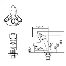 Bản vẽ kỹ thuật Vòi chậu lavabo nóng lạnh INAX LFV-202S
