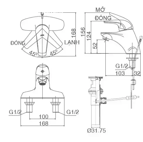 Vòi chậu rửa mặt INAX LFV-3001S – Nóng lạnh