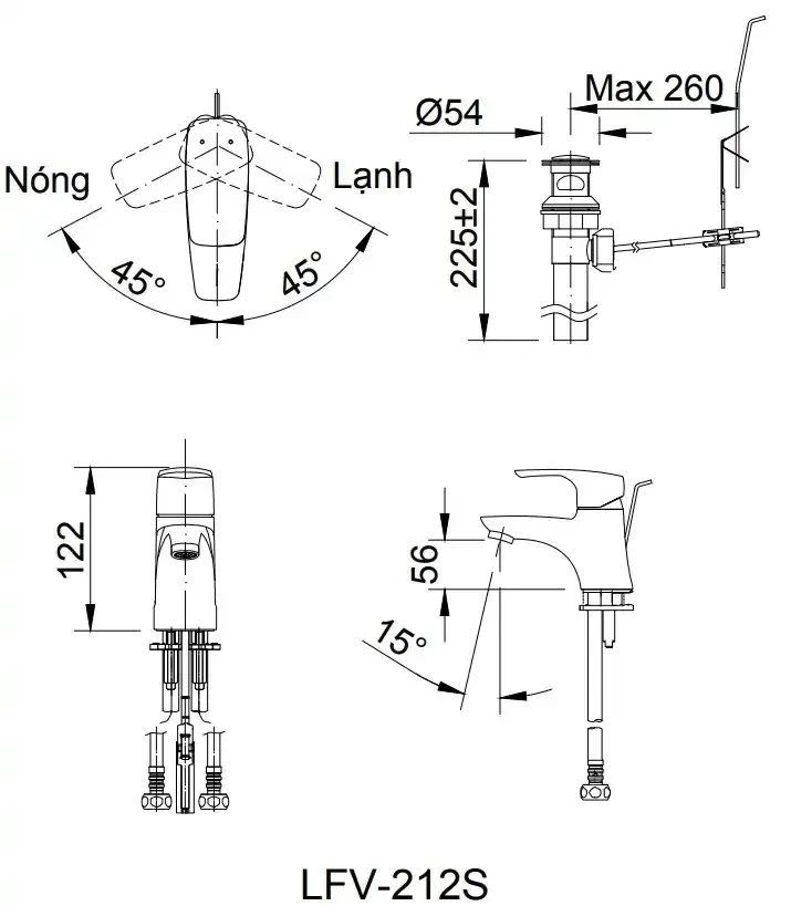 Vòi chậu lavabo nóng lạnh INAX LFV-212S