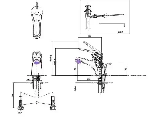 Bản vẽ kỹ thuật Vòi chậu rửa mặt nóng lạnh INAX LFV-902S
