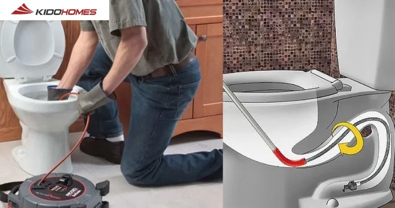 Xử lý bồn cầu Inax bị nghẹt bằng dây lò xo